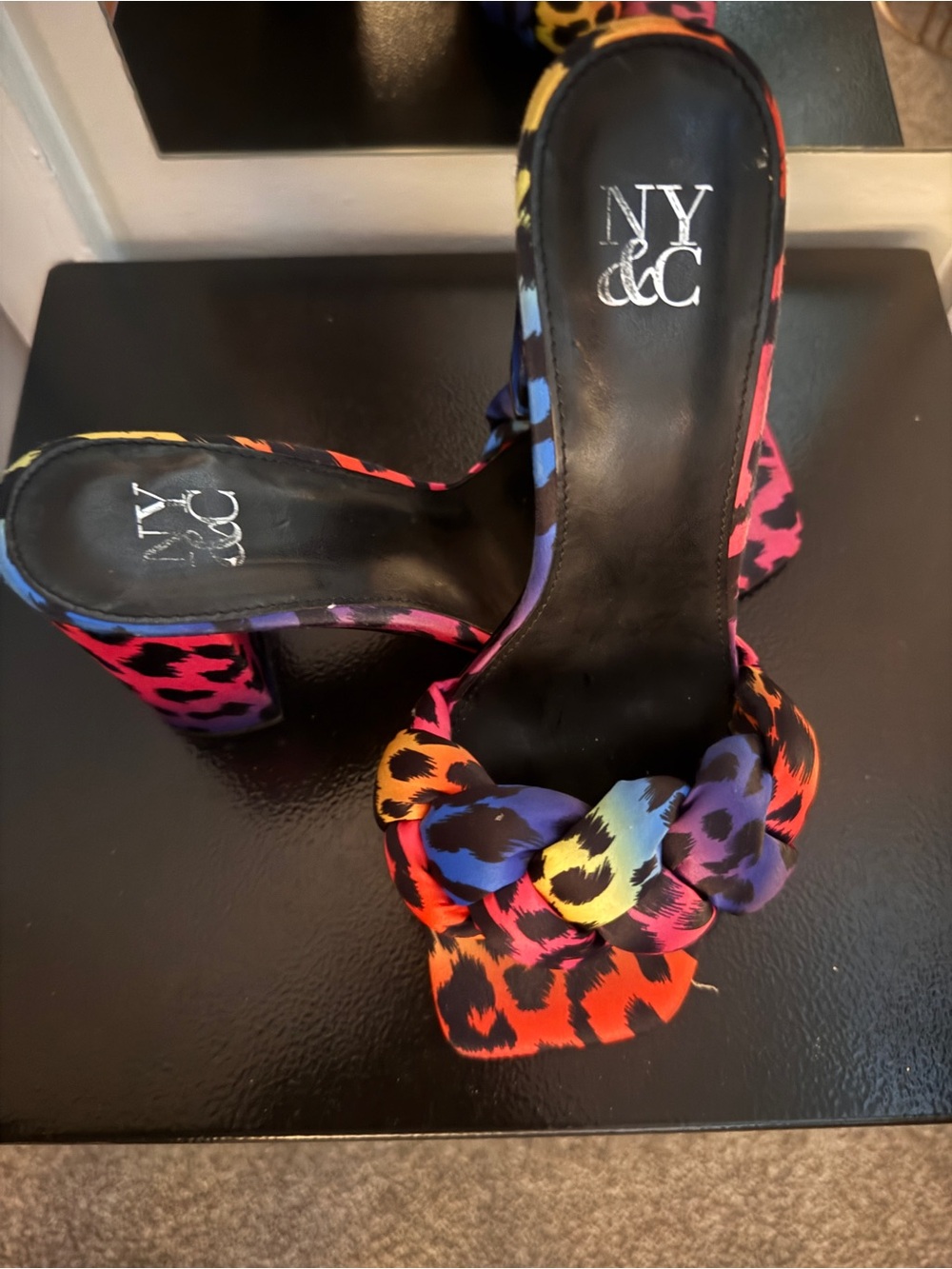 NY&CO Multicolor Leopard Print Knot Front Heels